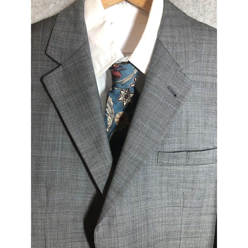 Jos. A. Bank Suit Jacket Mens 42S Gray Wool Plaid Notch Lapel Classic